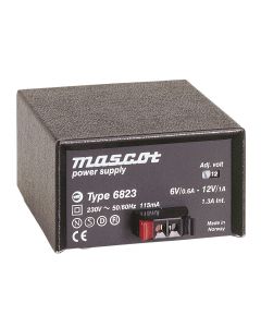 Mascot 6823 6V-12V DC 1A AC/DC Linear power supply with fixed EU power cord and snap connectors