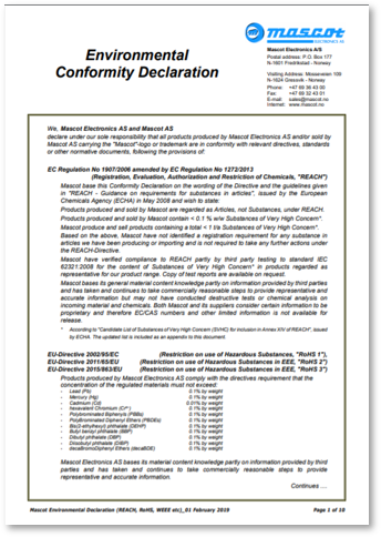 Environmental Conformity Declaration 